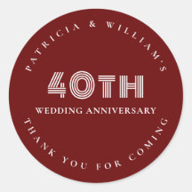 Enkel tack för 40-års bröllopsdag i burgunder