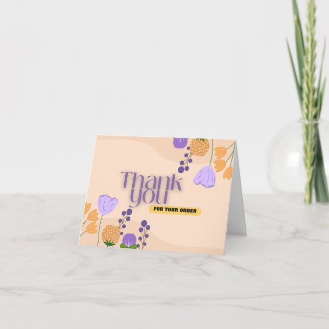 Enkel Tack för Blommigt för beställningskortet Kort (Framsida)