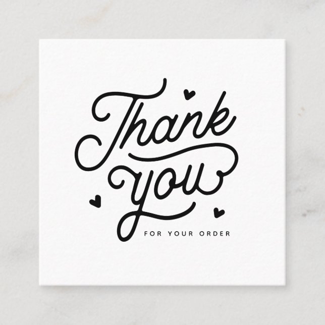 Enkel Tack för orderns QR-kod Fyrkantigt Visitkort (Framsida)