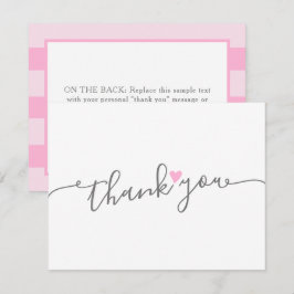 Enkel Tack för Rosa Heart Girl Baby Shower Kort