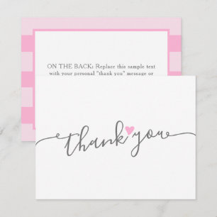 Enkel Tack för Rosa Heart Girl Baby Shower Kort