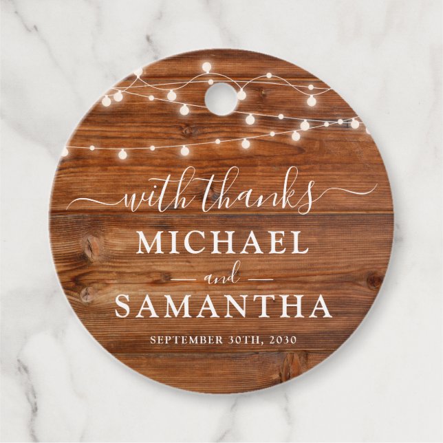 Enkel Tack för träsollayout med Elegant Gåvor Etiketter (Framsida)