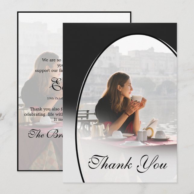 Enkel Tack för vanlig Elegant för personligt foto Kort (Fram/baksida)