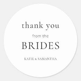 Enkel Tack från Brides Lesbisk Bröllop Runt Klistermärke