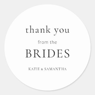 Enkel Tack från Brides Lesbisk Bröllop Runt Klistermärke