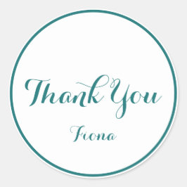 Enkel Tack Vit och Grönt Runt Klistermärke