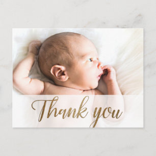 Enkel Tacksam Guld Skript Anpassad Baby Foto Vykort