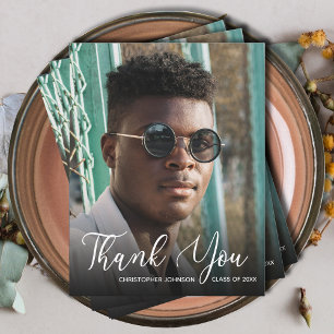 Enkel Tacksamhetskort för Examen med Foto Anteckningskort