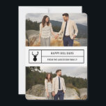 Enkel tagg i vitt julkort<br><div class="desc">Skicka helgdag med ett chic-fotokort! Den här höftfotodesignen har ett svart och vitt tema med en stag silhuett och en samordnande julgran mönster. Om du vill ha en mer avancerad anpassning av den här designen väljer du bara knappen "Anpassa den" ovan! All fotografi visas endast som ett prov och är...</div>