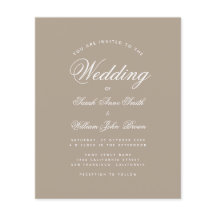 Enkel takig kalligrafi bröllopsinbjudan med taupe-