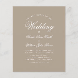 Enkel takig kalligrafi bröllopsinbjudan med taupe-