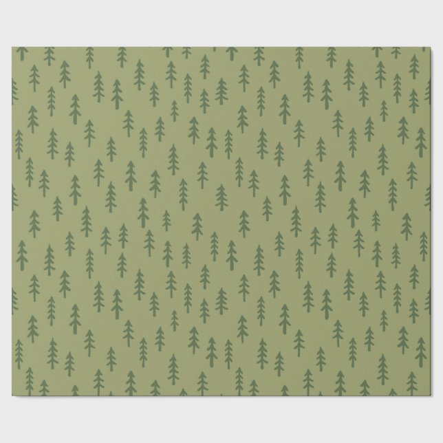 Enkel tall vinter skog i Fern Sage Grön Presentpapper (Seam)