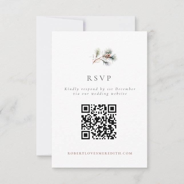 Enkel Tallgren Vinterbröllops QR-kod OSA Kort (Framsida)