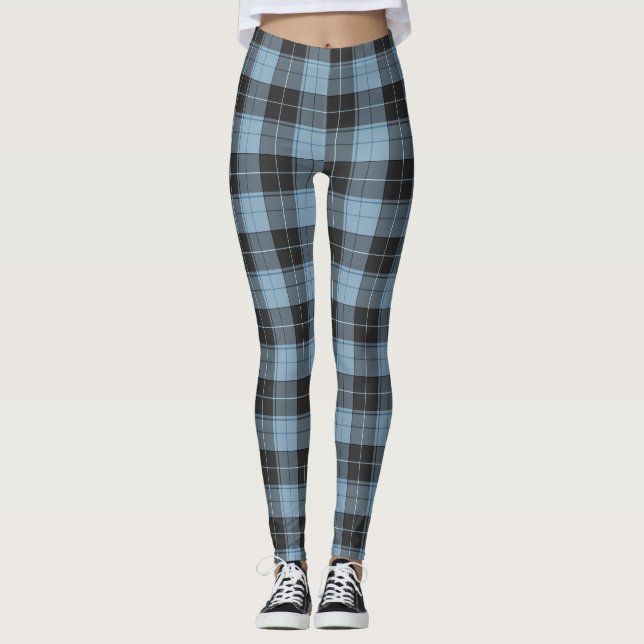 Enkel tartanmönster i ljusblått leggings (Framsida)