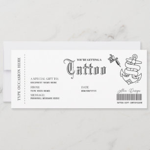 Enkel tatuering Få tatuering Kortgåva Voucher Inbjudningar