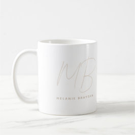 Enkel Taupe-minimalistisk två monogram Namn Kaffemugg
