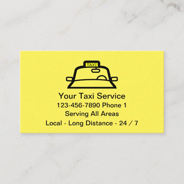 Enkel Taxi-tjänst för Gult Visitkort (Framsida)