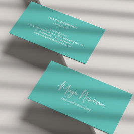 ENKEL TEAL BLUE NAMNTECKNING NAMN PROFESSIONELL VISITKORT