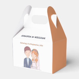 Enkel, tecknad illustration av makar Bröllop Presentaskar