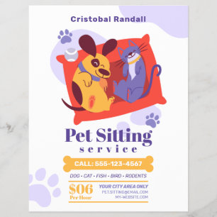 Enkel Tecknad Pet Sitta Service Reklamblad