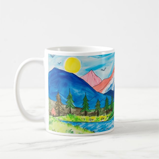 Enkel Teckning i berget efter barn Kaffemugg (Vänster)