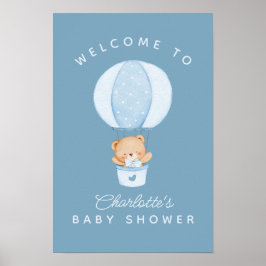 Enkel Teddybjörn Blå Ballong Poster