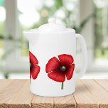 Enkel Tekanna för vallmoblommor, röd och vit Blomm<br><div class="desc">En söt vallmodesign på den här tekannan. Gör en underbar husuppvärmningsgåva till ett självrannsakande</div>