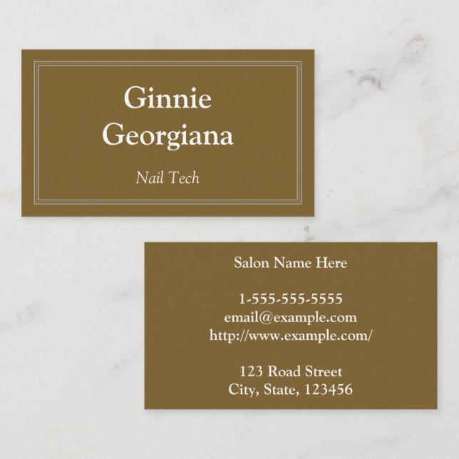 Enkel teknik och Anpassade Nagel Tech Visitkort (Fram/baksida)