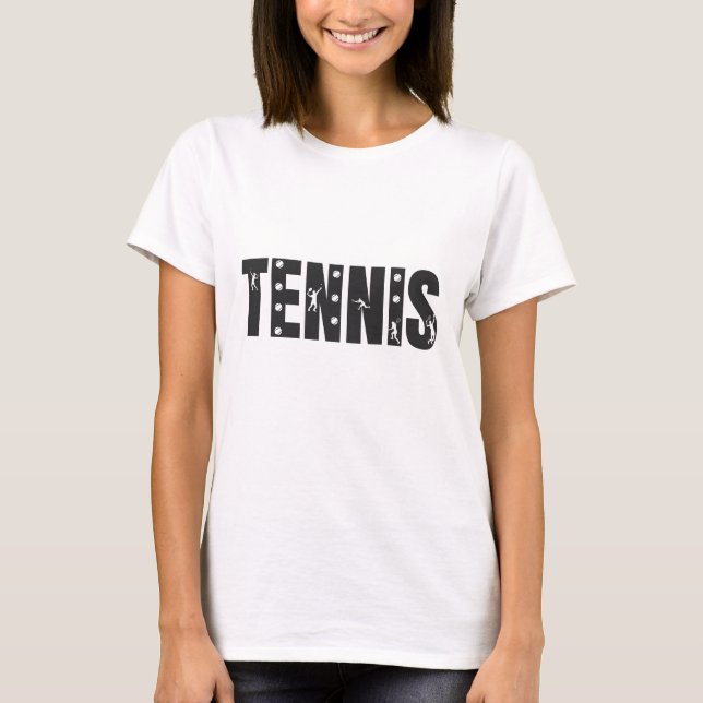 Enkel tennis Modern Typography Text Player Coach T Shirt (Framsida)