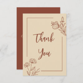 Enkel terracotta blommigt bröllop tack kort