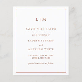 Enkel Terracotta-budget Bröllop spara datum