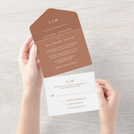 Enkel Terrakotta Monogram Elegant Bröllop