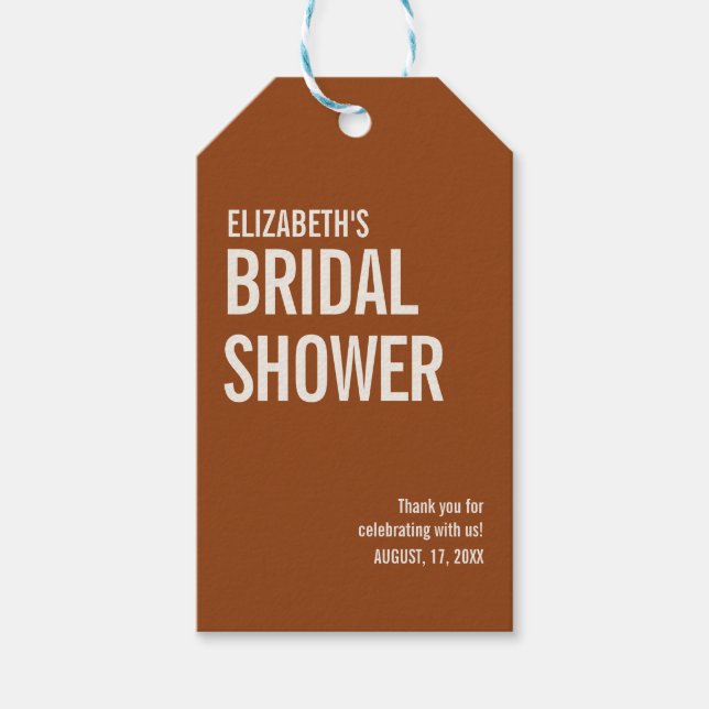 Enkel Terrakotta Typografi Bröllop Bröllops Tacksa Presentetikett (Framsidan)