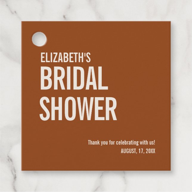 Enkel Terrakotta Typografi Bröllop Tacksamhet  Gåvor Etiketter (Framsida)