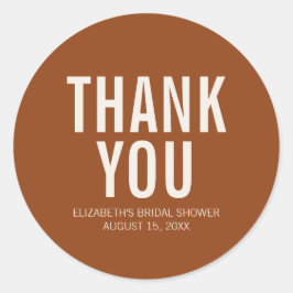 Enkel Terrakotta Typografi Bröllop Tacksamhet Runt Klistermärke