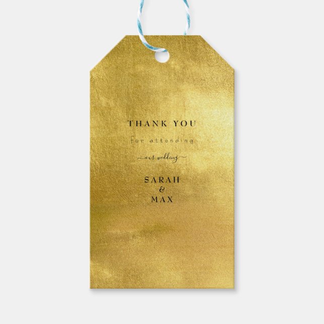 Enkel text, endast metallisk Guld Bröllop Presentetikett (Framsidan)
