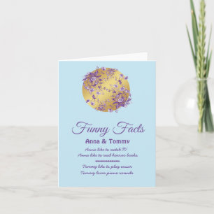 Enkel text Lilac Lila Bröllop Guld Funny Facts Inbjudan