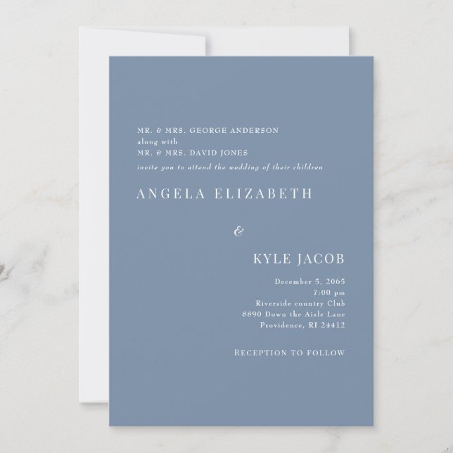 Enkel text och Elegant, vit text Bröllop Inbjudningar (Framsida)