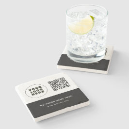 Enkel text och QR-Logotyp för minimal Anpassningsb Stenunderlägg