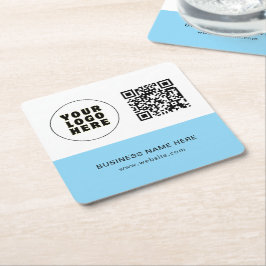 Enkel text och QR-Logotyp för minimal Anpassningsb Underlägg Papper Kvadrat
