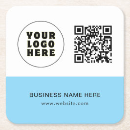 Enkel text och QR-Logotyp för minimal Anpassningsb Underlägg Papper Kvadrat