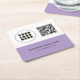 Enkel text och QR-Logotyp för minimal Anpassningsb Underlägg Papper Kvadrat