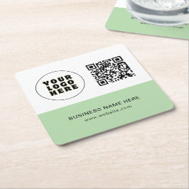 Enkel text och QR-Logotyp för minimal Anpassningsb Underlägg Papper Kvadrat