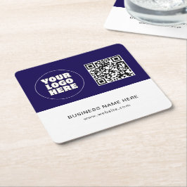 Enkel text och QR-Logotyp för minimal Anpassningsb Underlägg Papper Kvadrat