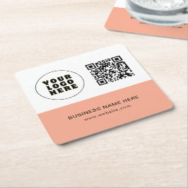 Enkel text och QR-Logotyp för minimal Anpassningsb Underlägg Papper Kvadrat