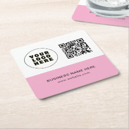 Enkel text och QR-Logotyp för minimal Anpassningsb Underlägg Papper Kvadrat
