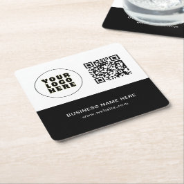 Enkel text och QR-Logotyp för minimal Anpassningsb Underlägg Papper Kvadrat
