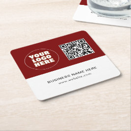 Enkel text och QR-Logotyp för minimal Anpassningsb Underlägg Papper Kvadrat