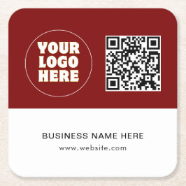 Enkel text och QR-Logotyp för minimal Anpassningsb Underlägg Papper Kvadrat