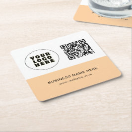 Enkel text och QR-Logotyp för minimal Anpassningsb Underlägg Papper Kvadrat